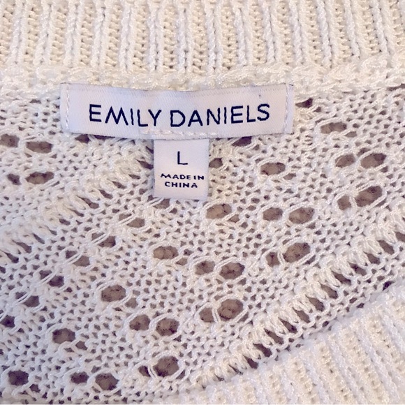 Emily Daniels White Knit Sweater Women Size Large Pullover Open Lightweight Knit - Picture 4 of 8